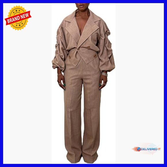 X-Large Polyester Blend Blazer Pants Set Business Casual Office Wear